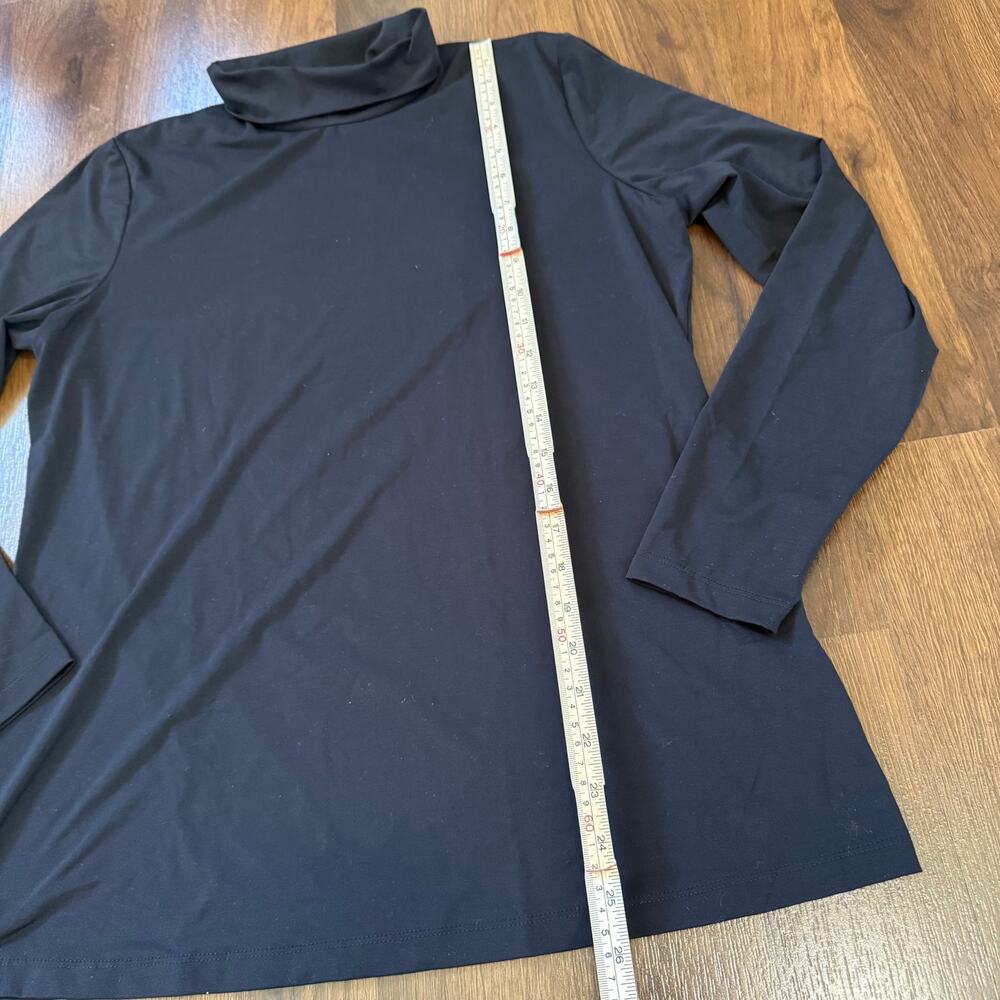 J McLaughlin Long Sleeve Turtle Neck Top Black Sz L Office Career Base Layer - Picture 3 of 7